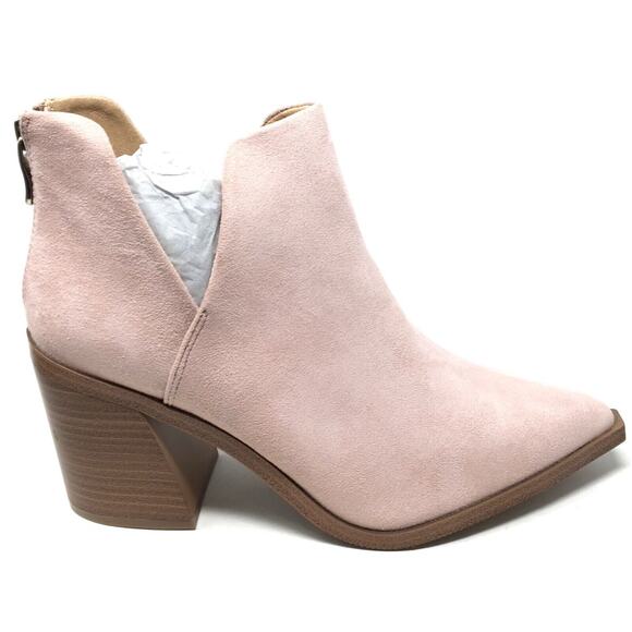 Fisace Women's Size 7.5 Pink Pointed Toe V Cut Stacked Mid Heel Ankle Bootie - Picture 5 of 8